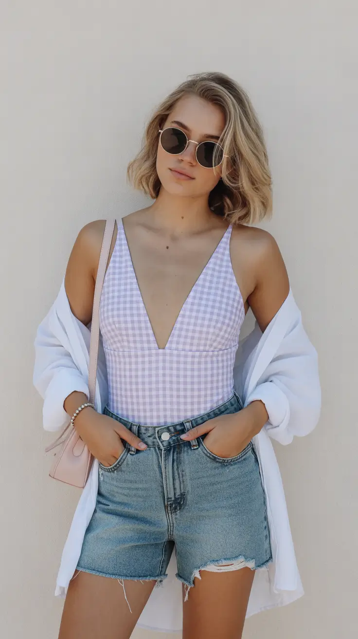 hot weather summer outfits 2026 Denim Shorts and Soft Layers for Everyday Ease