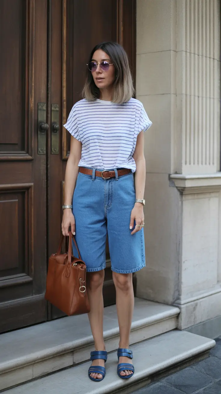 chic summer fashion outfits 2026 Relaxed Denim and Stripes That Feel Effortlessly Parisian
