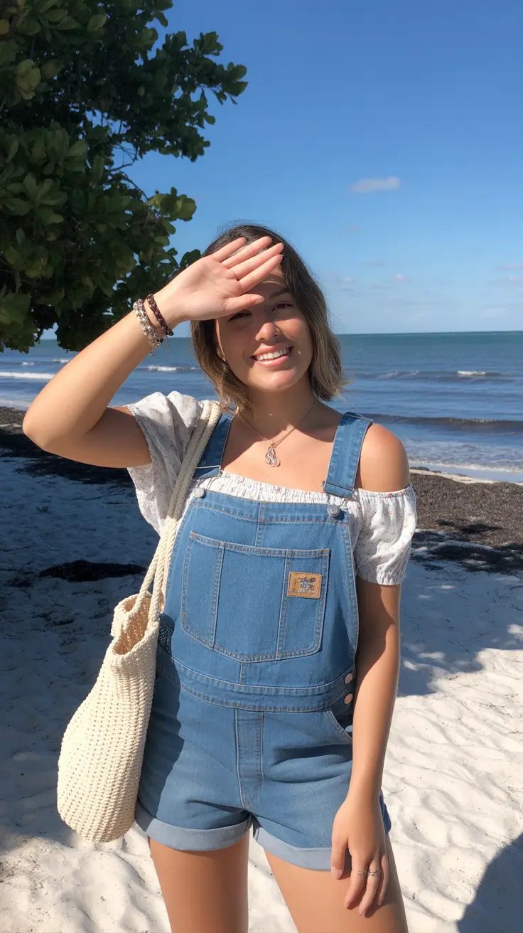 cute summer outfits for teens 2026 Playful Denim Overalls for Beach Days