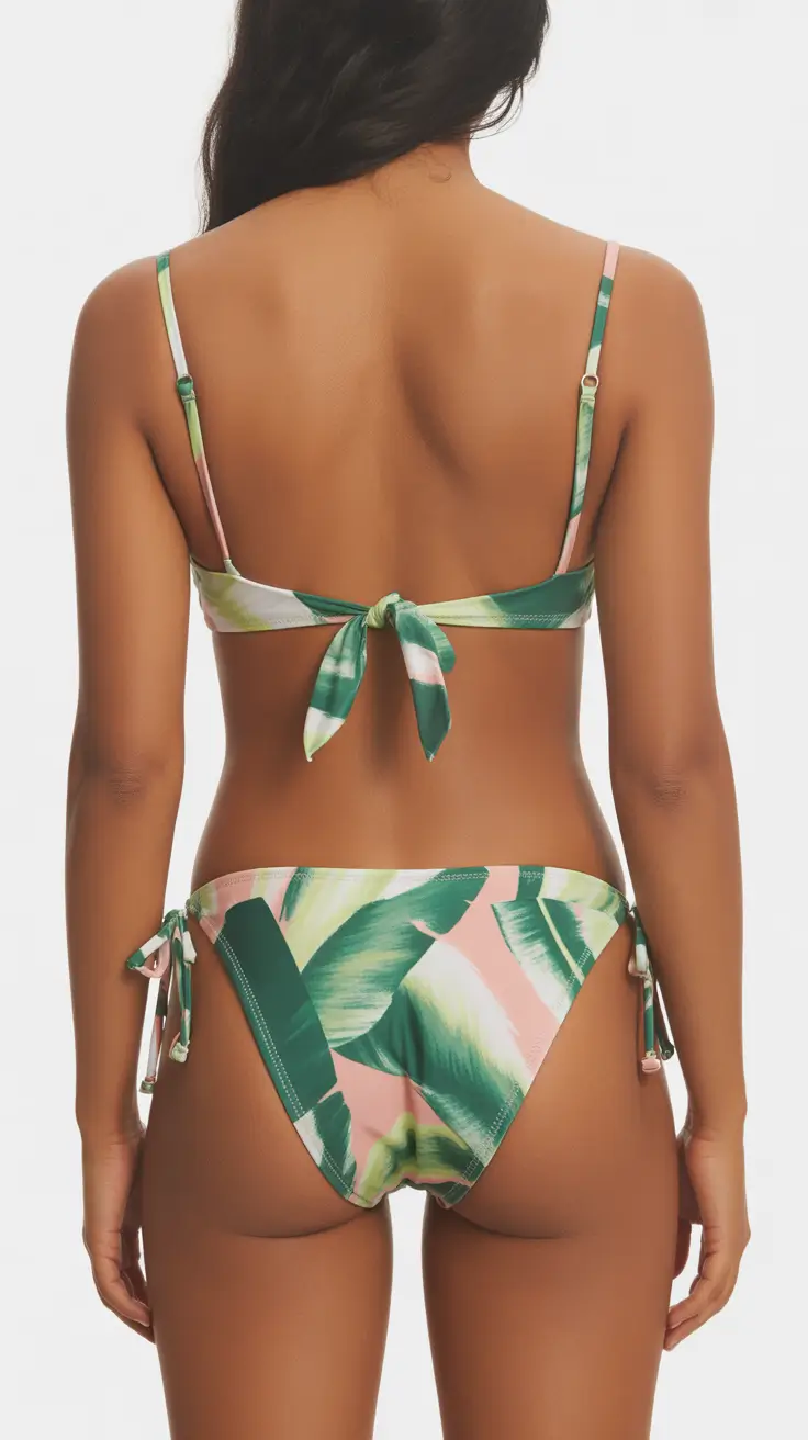 cute summer swimsuits outfits ideas 2026 tropical Graphic Tropical Leaf Bikini With Modern Minimal Edge