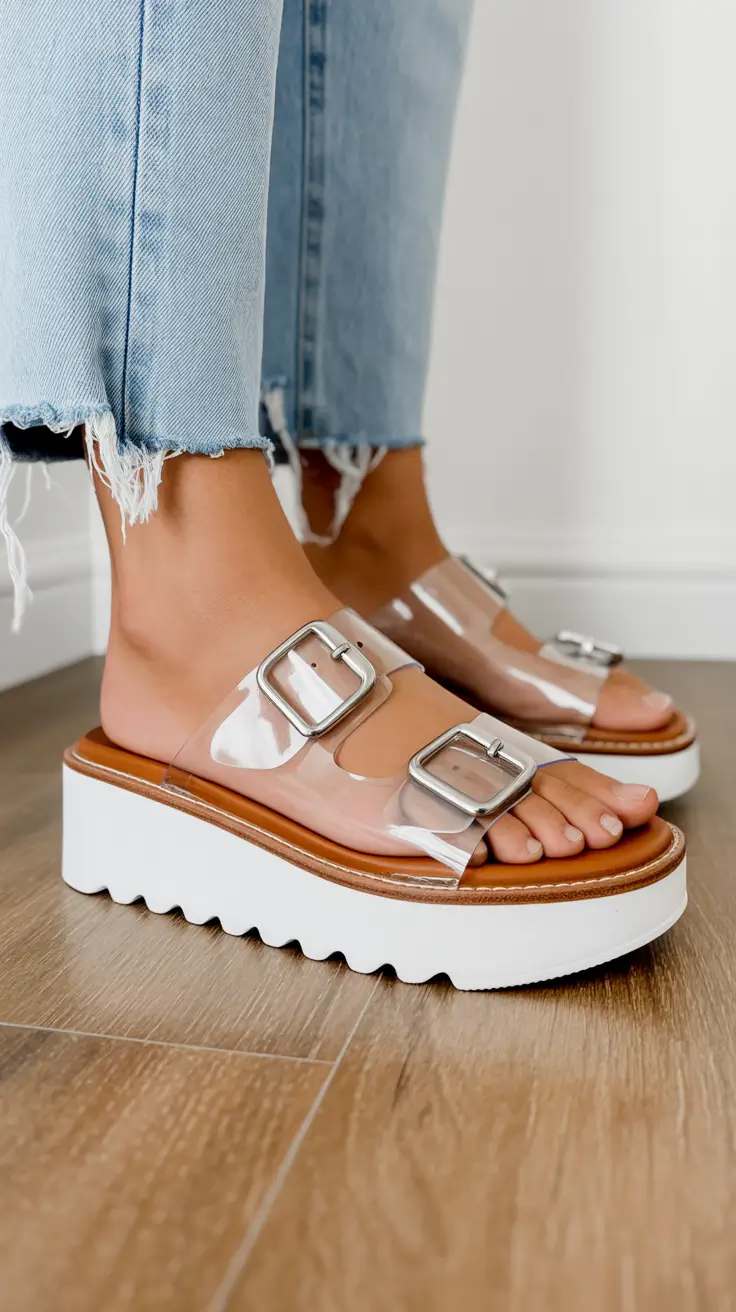 summer flip-flops for women 2026 Chunky Clear Platforms That Instantly Clean Up Your Look