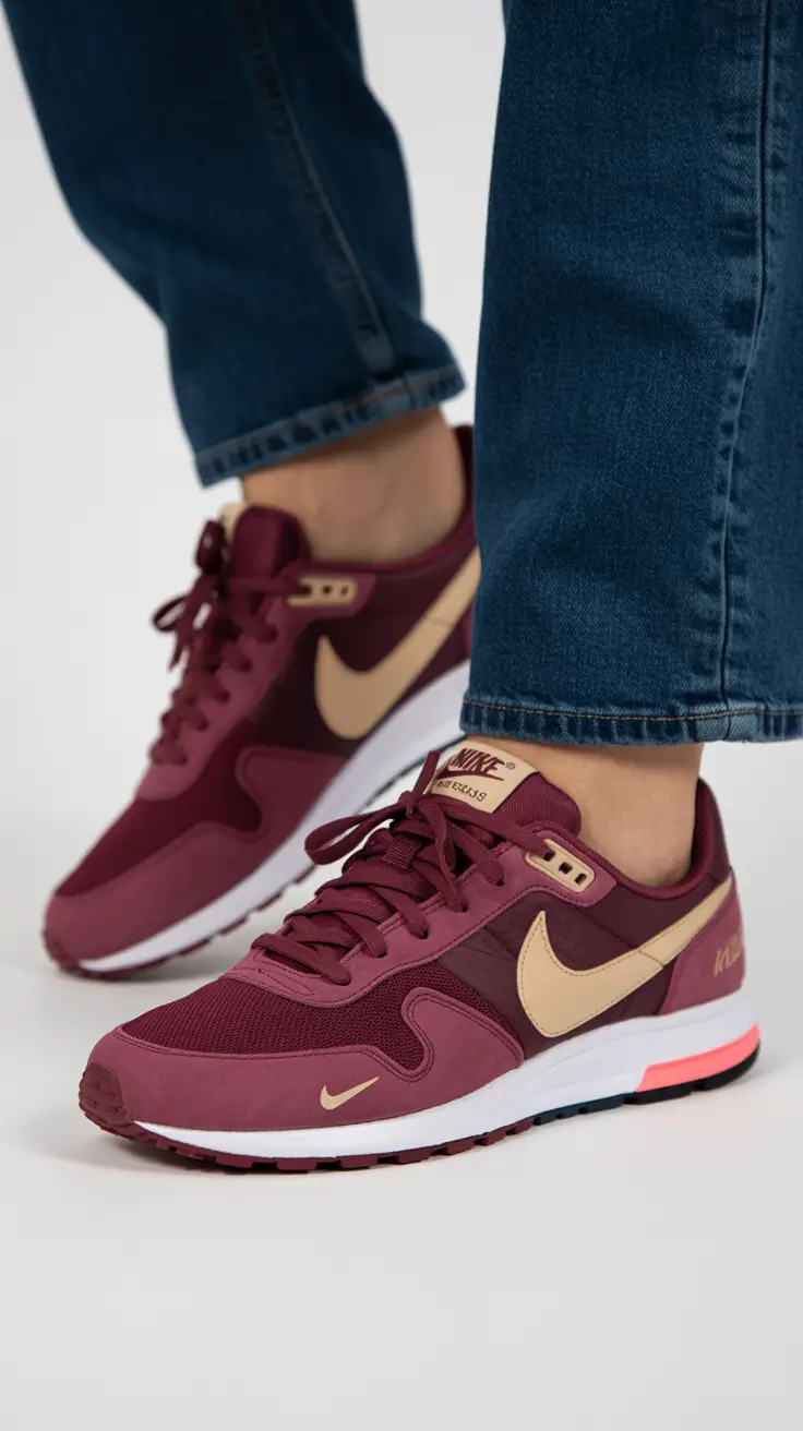 summer outfits with sneakers for women 2026 Burgundy Sneakers and That Quiet Power Move