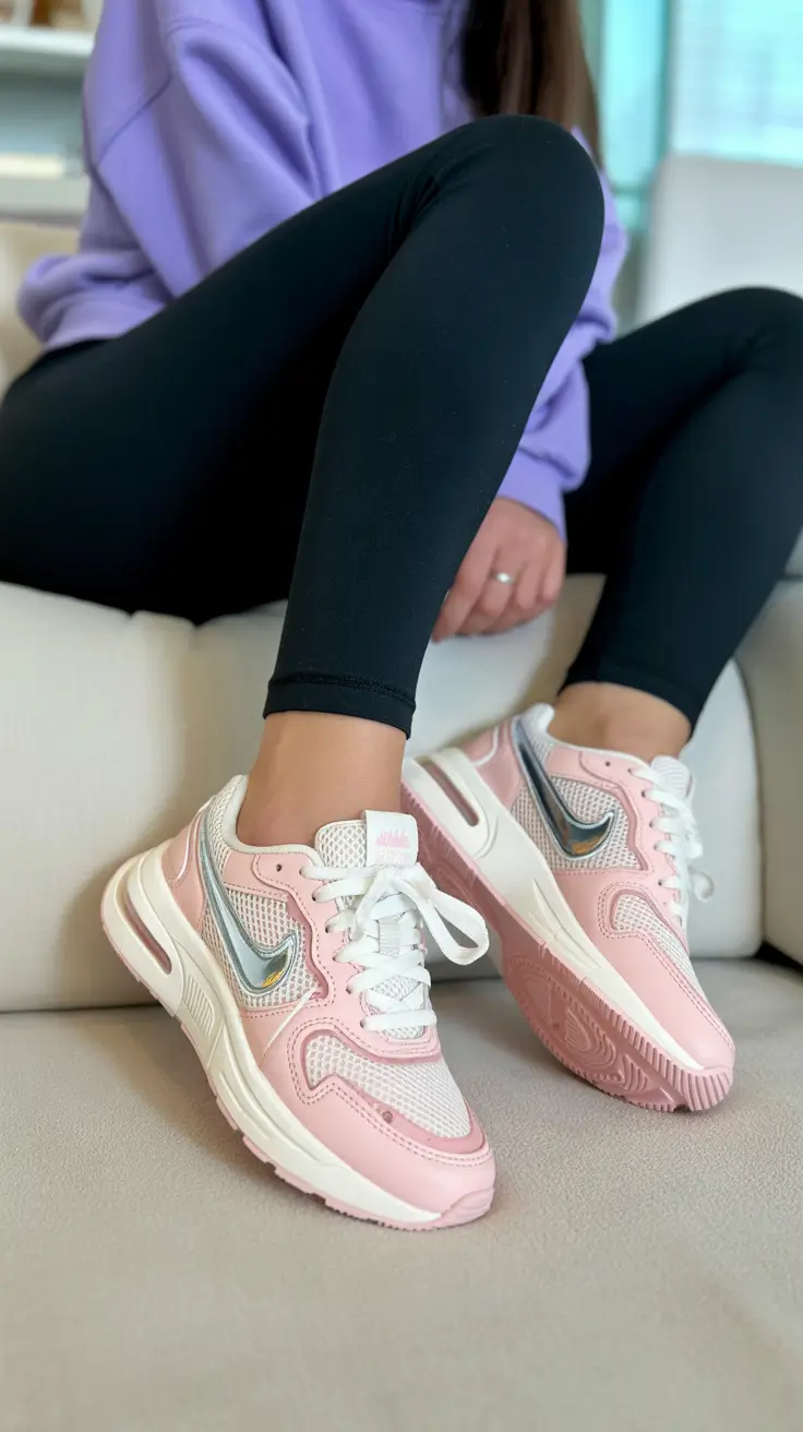 summer outfits with sneakers for women 2026 Soft Pink and Lilac Athleisure That Feels Like a Reset Day