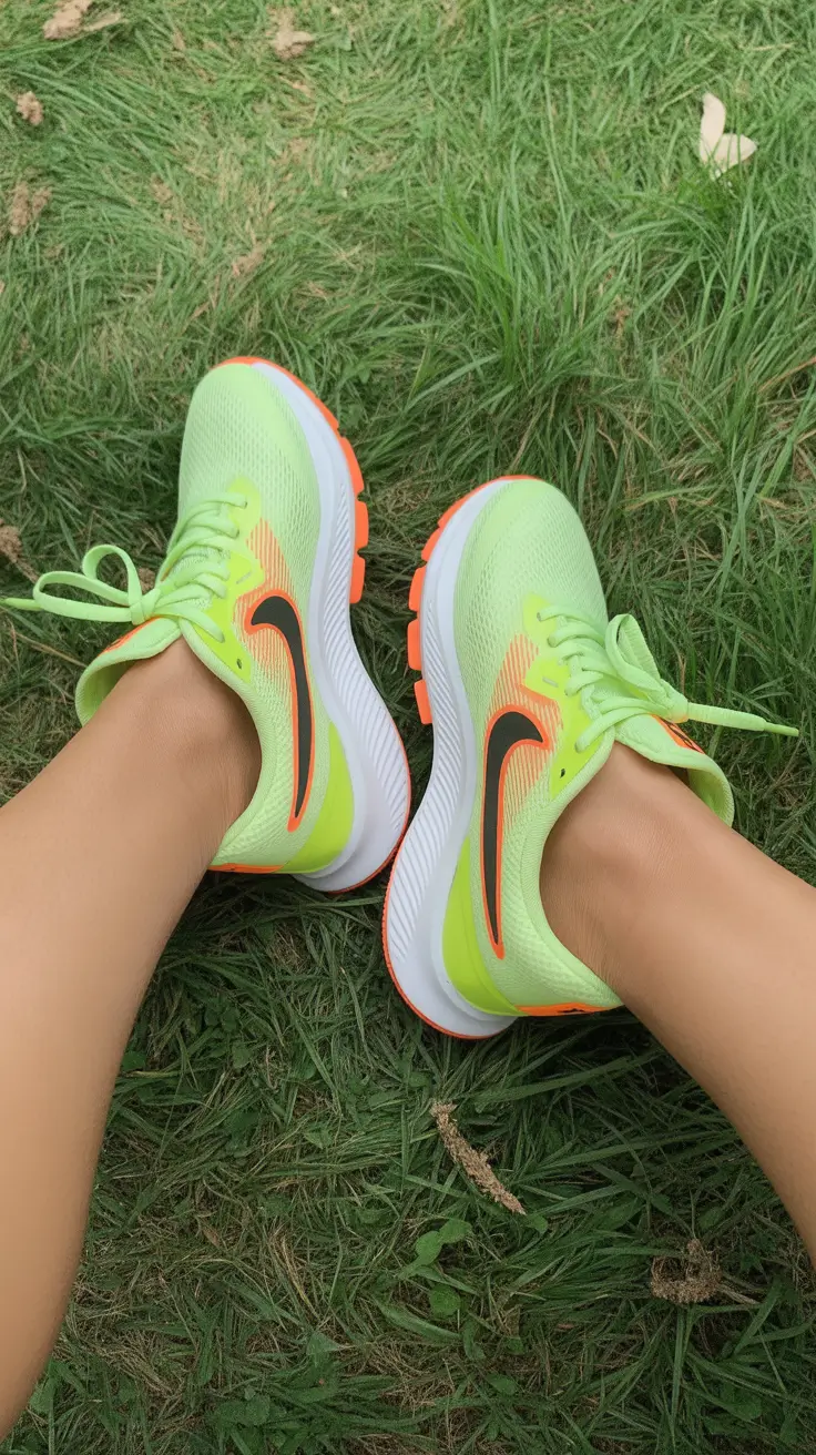 summer outfits with sneakers for women 2026 Neon Green Sneakers and Playful Energy on the Move