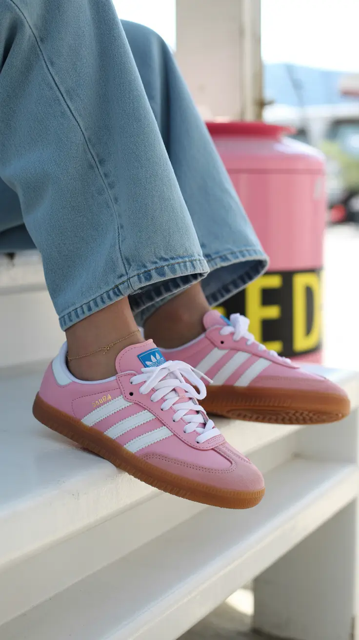 summer outfits with sneakers for women 2026 Bubblegum Pink Sneakers and Playful Denim Days