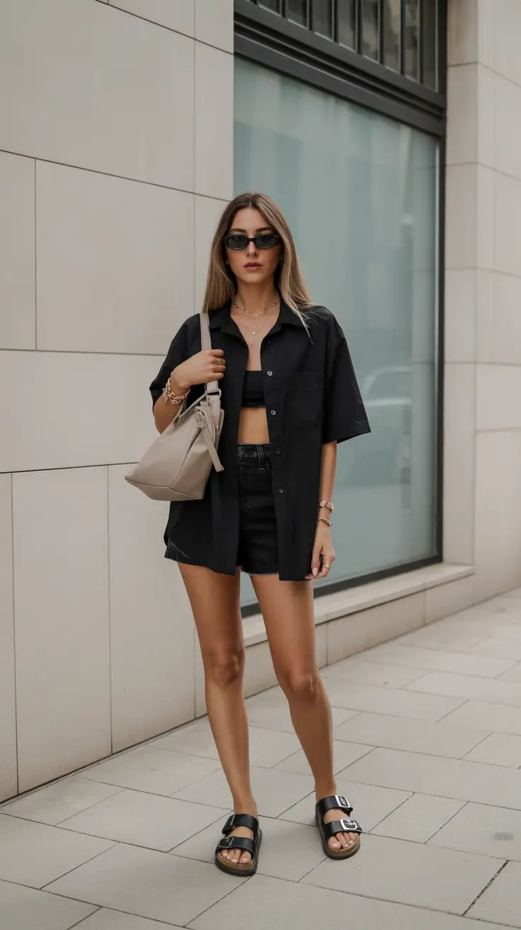 summer capsule wardrobe for women 2026 All-Black Summer - Minimal Layers, Maximum Impact