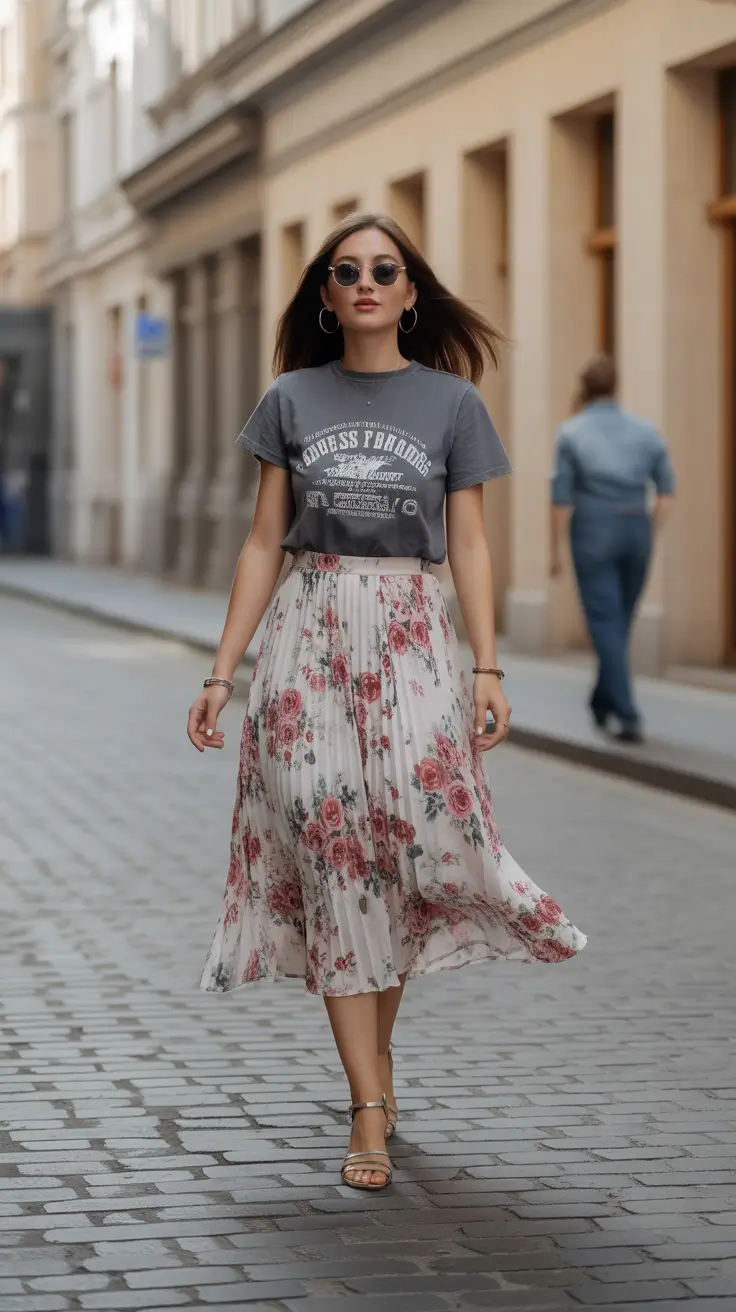 summer capsule wardrobe for women 2026 Effortless Contrast - Casual Meets Romantic Flow