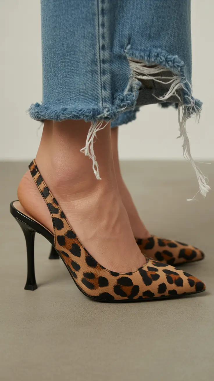 summer outfits with heels for women 2026 Leopard Slingbacks That Add Instant Attitude