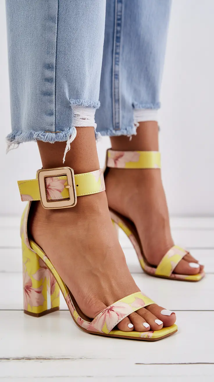 summer outfits with heels for women 2026 Soft Yellow Florals with a Polished Summer Twist