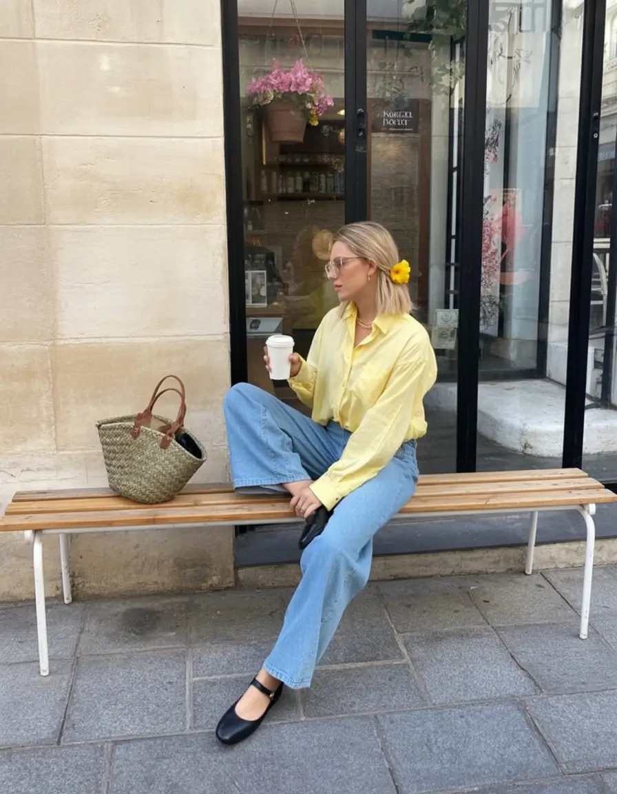 Chic Soft Yellow And Denim - A Fresh, Playful Spring Mood