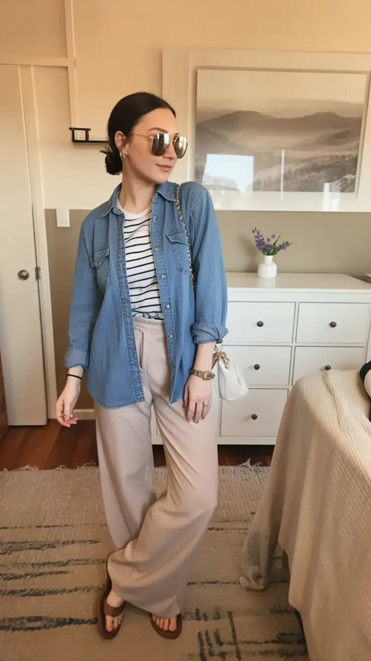 Spring Striped Layers Neutral Pants 2026