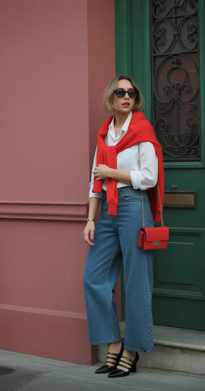Fabulous Springwear Classic White Shirt With Bold Red Accents