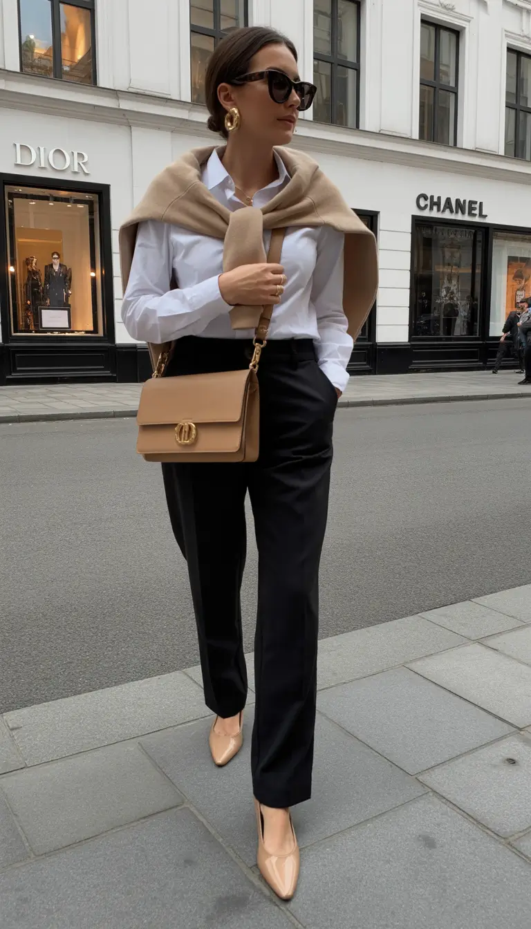 Fabulous Springwear Timeless Neutral Elegance With Black Trousers