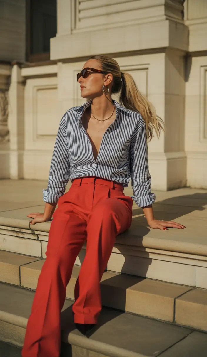 Fabulous Springwear Tailored Lines in Red and Blue Sophistication