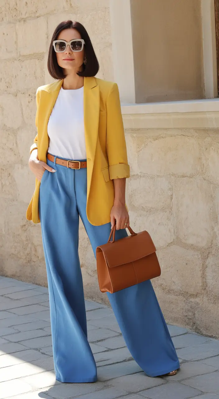 Glamorous Warm Yellow Brightness With Sky-Blue Tailoring