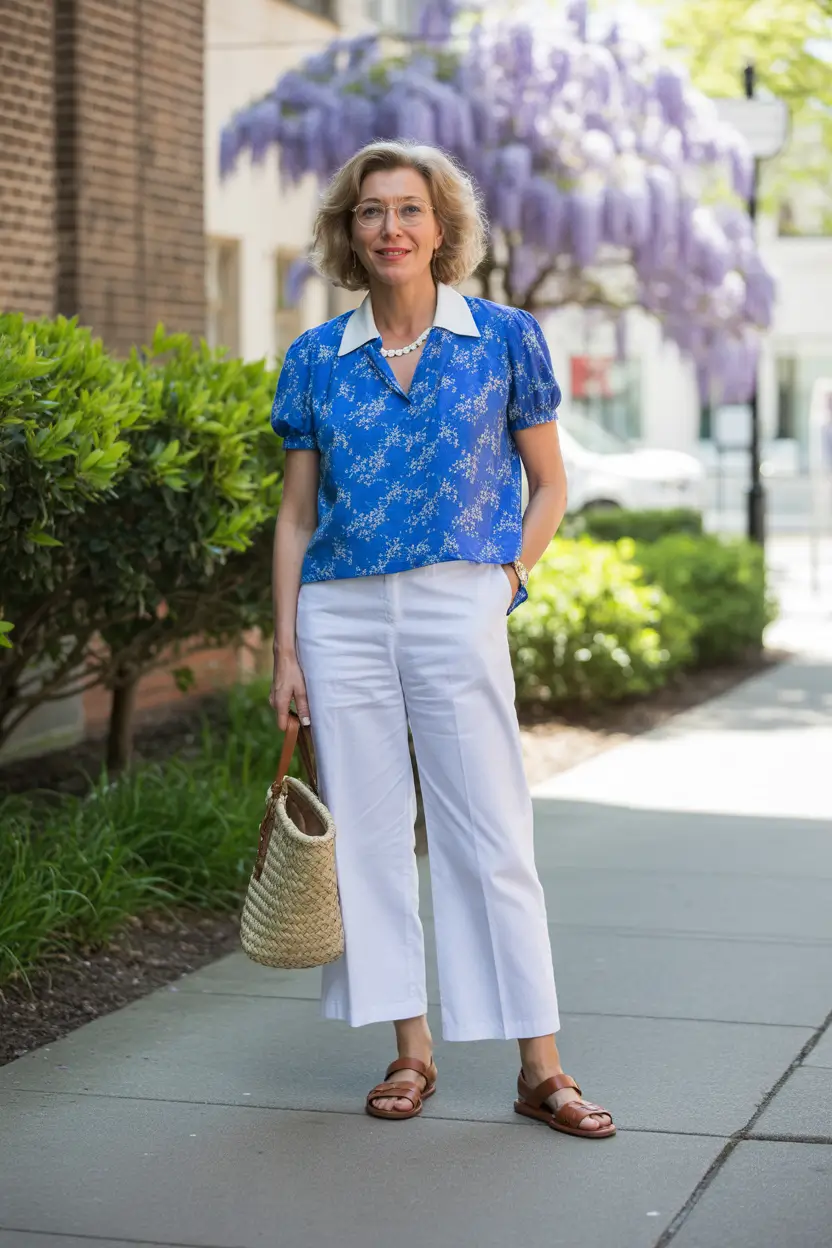 modern spring outfits for women over 40 2026 Fresh Spring Blues With Feminine Ease