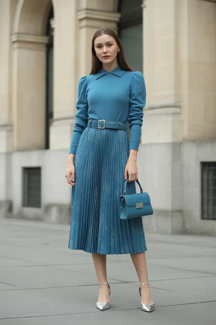 2026 Teal Pleats and Structured Monochrome Confidence
