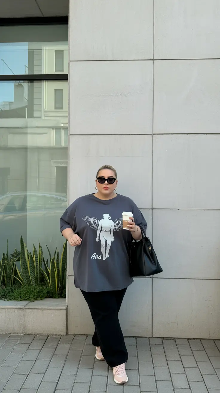 plussize spring 2026 fashion outfits Oversized Cool with Soft Wide-Leg Pants