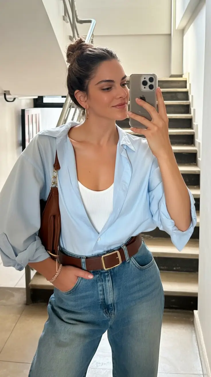 Old money Soft Blue Layers and Easy Weekend Denim