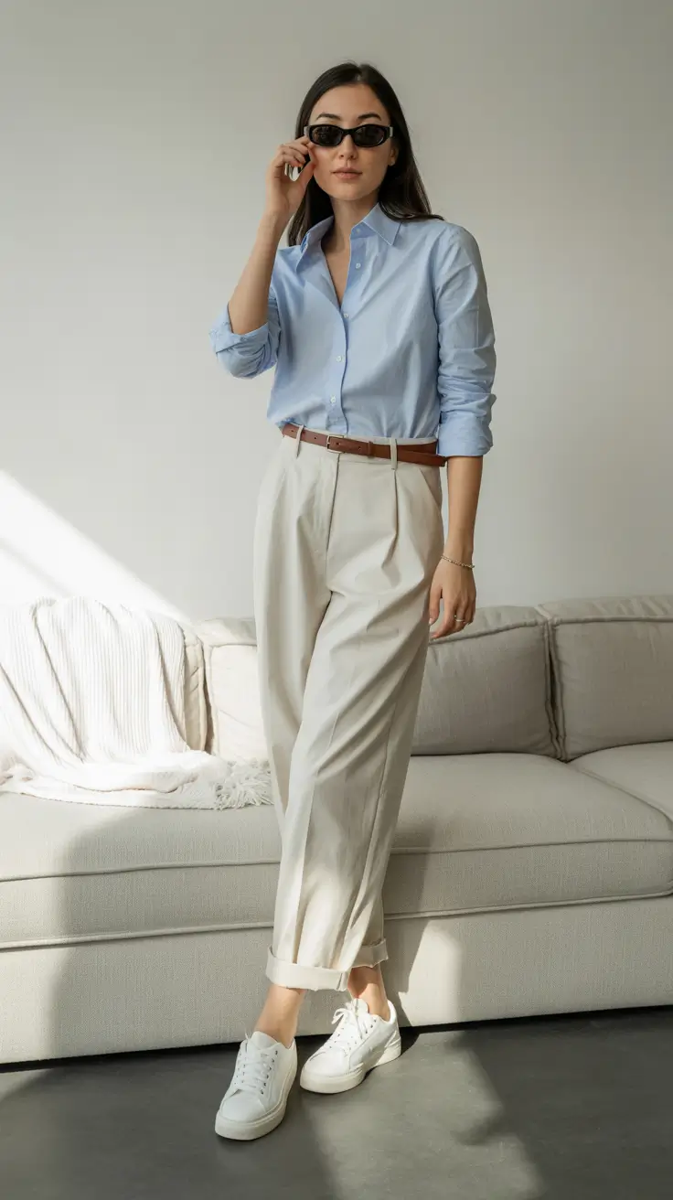 Spring-Soft Neutrals With Crisp Ease