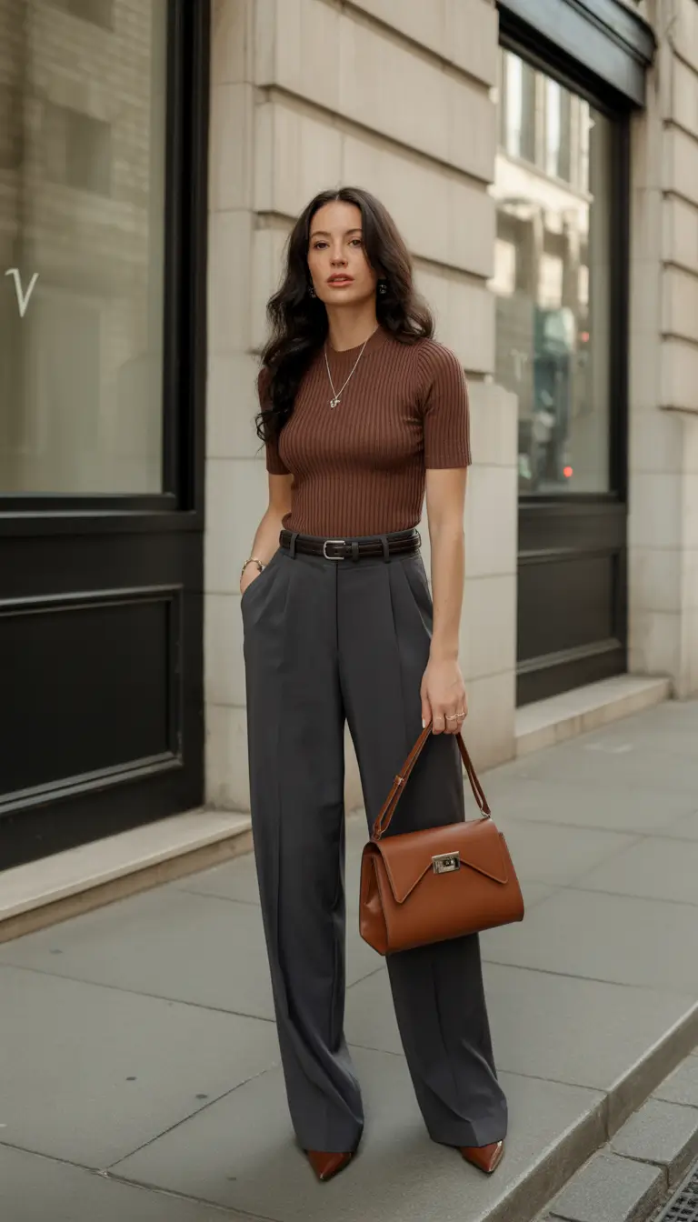 Spring Cool Charcoal Tailoring With Rich Espresso Accents