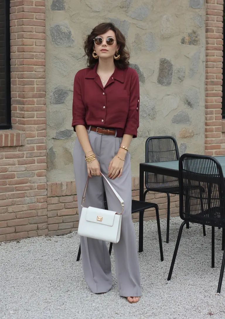 Spring Wine Red Softness With Muted Grey Foundations