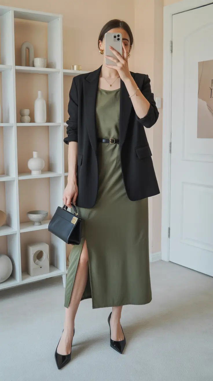 Spring Soft Satin and Black Blazer Structure With a Modern Edge