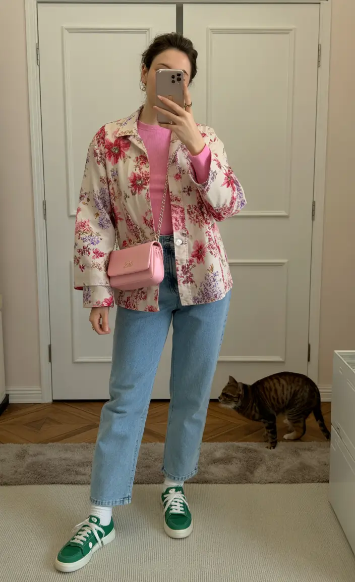 soft spring wardrobe hues 2026 - Soft Pink Layers With a Gentle Floral Glow