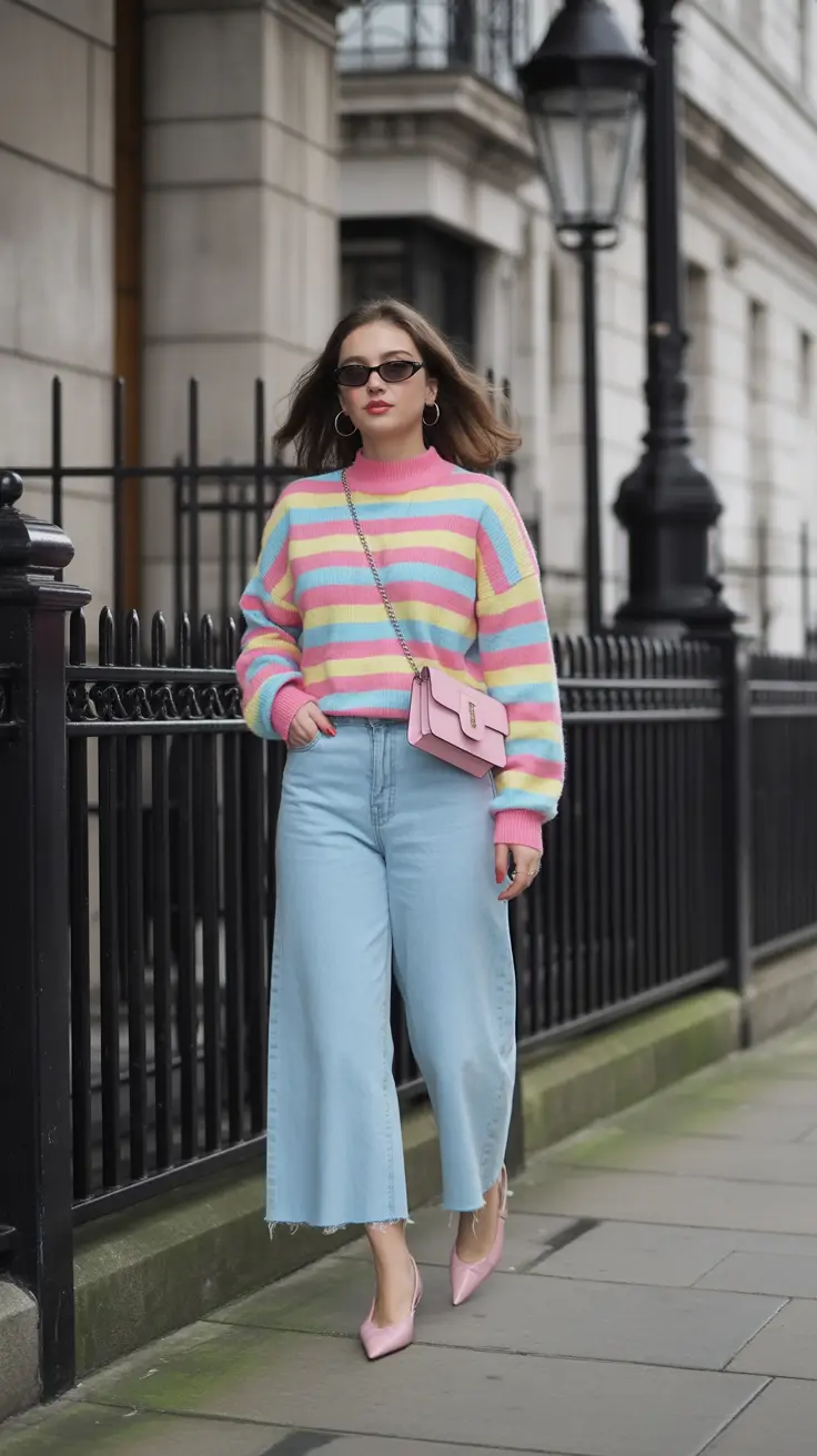 soft spring wardrobe hues 2026 - Pastel Rainbow Stripes for a Playful Spring Lift