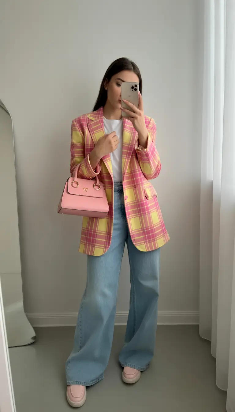 soft spring wardrobe hues 2026 - Pink Plaid and Early-Spring Brightness