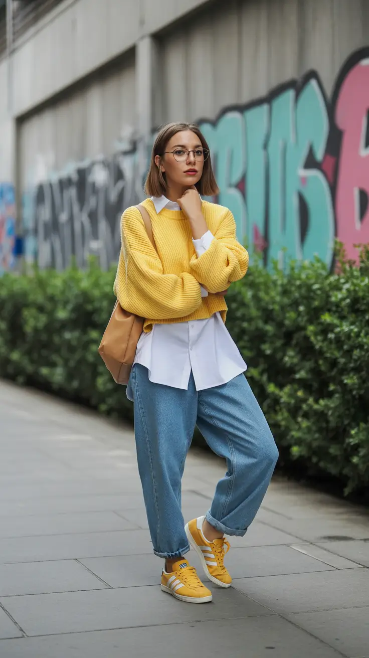 soft spring wardrobe hues 2026 - A Burst of Yellow Over Classic Denim