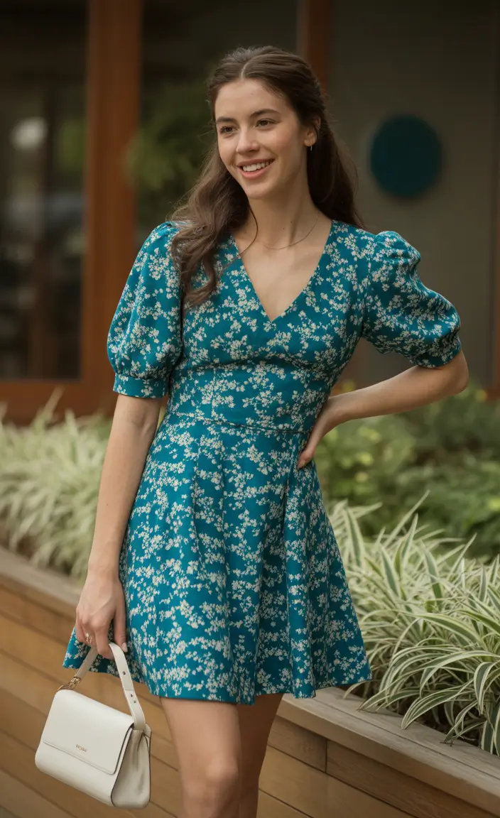 Cute Teal Mini Dress With Soft Structure 2026