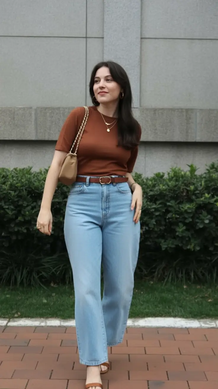 Spring Warm Earth Tones With Light Denim Balance