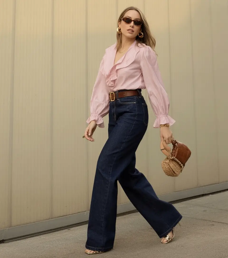 Spring Victorian Ruffles Meet Dark Denim Structure