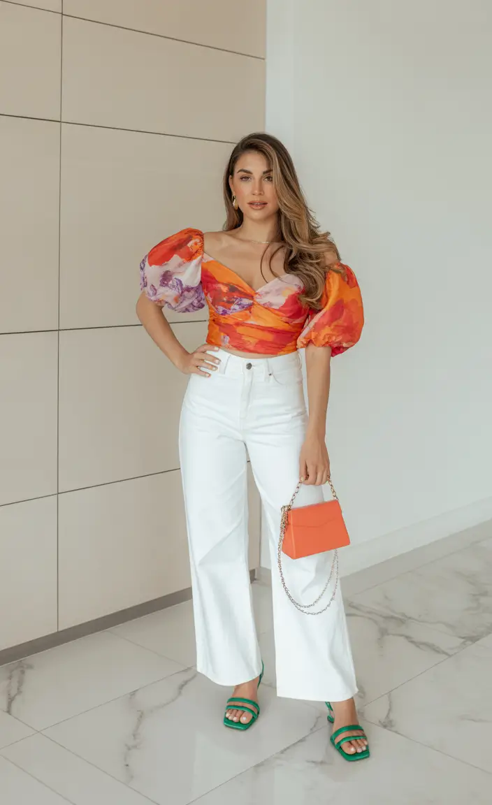 Spring Vibrant Colorplay With Crisp White Denim