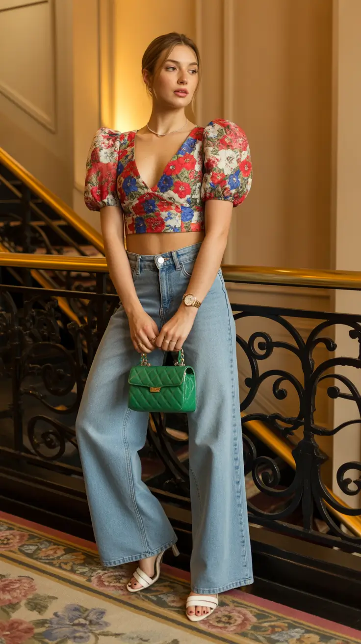 Spring Garden-Inspired Elegance With Soft Denim Ease