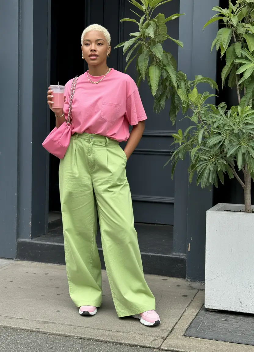 2026 Bold Pink Green Spring Look