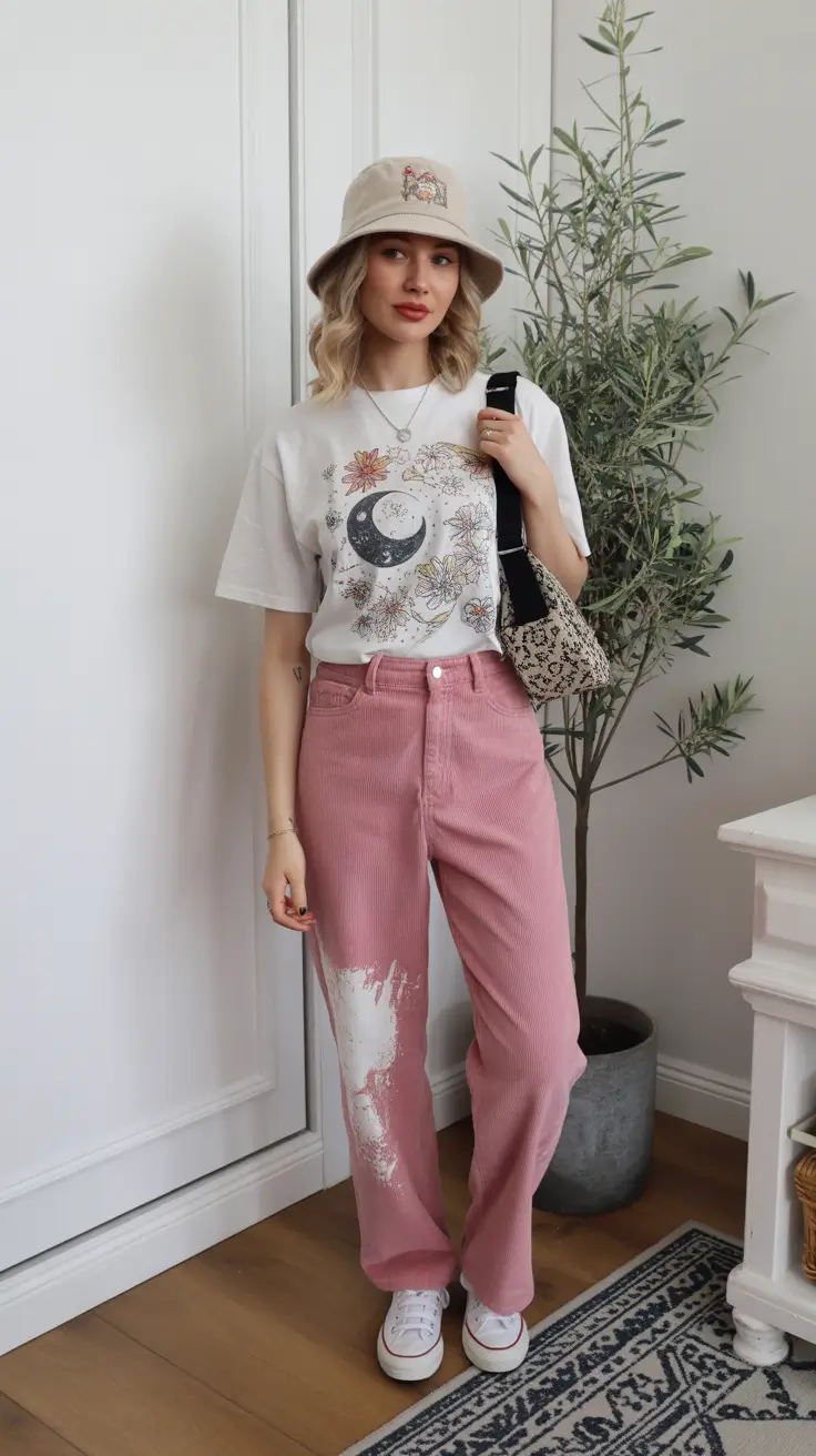 2026 Pink Corduroy Cottage-Grunge