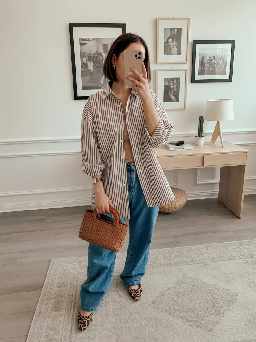 2026 Striped Shirt Neutral Denim