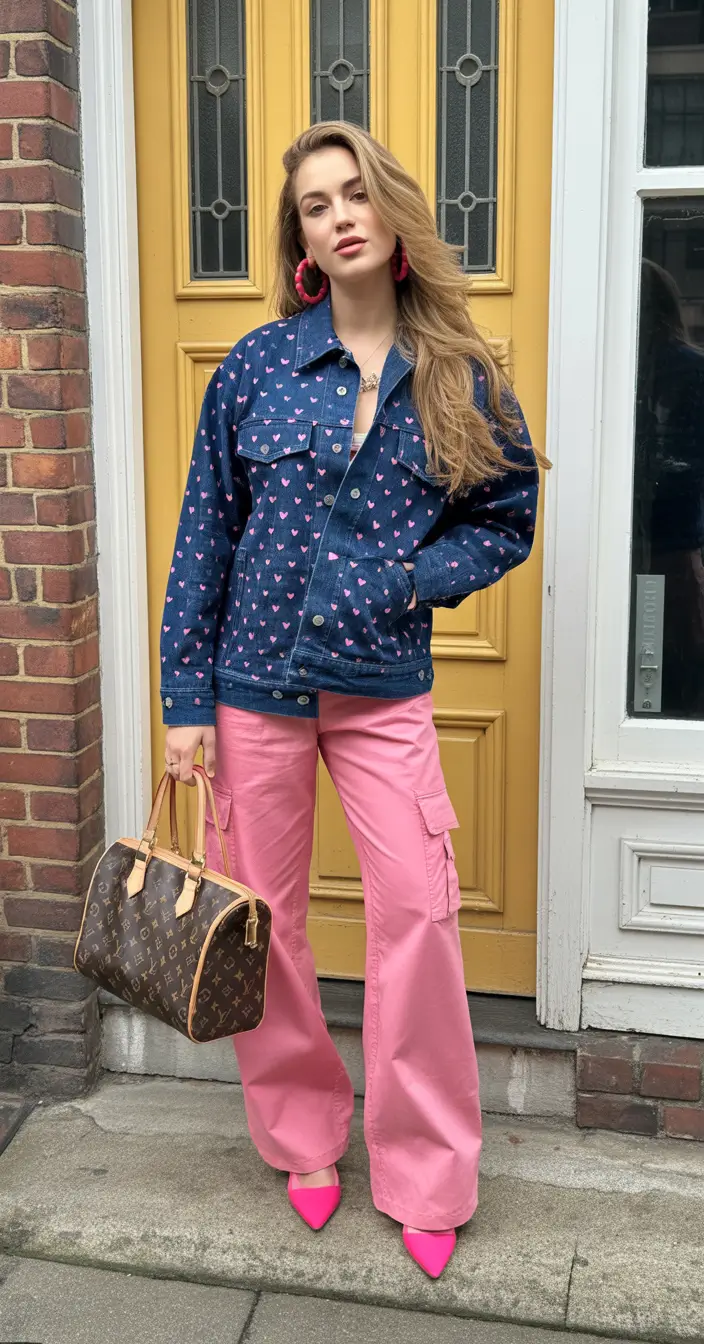 2026 Pink Cargo Heart Denim