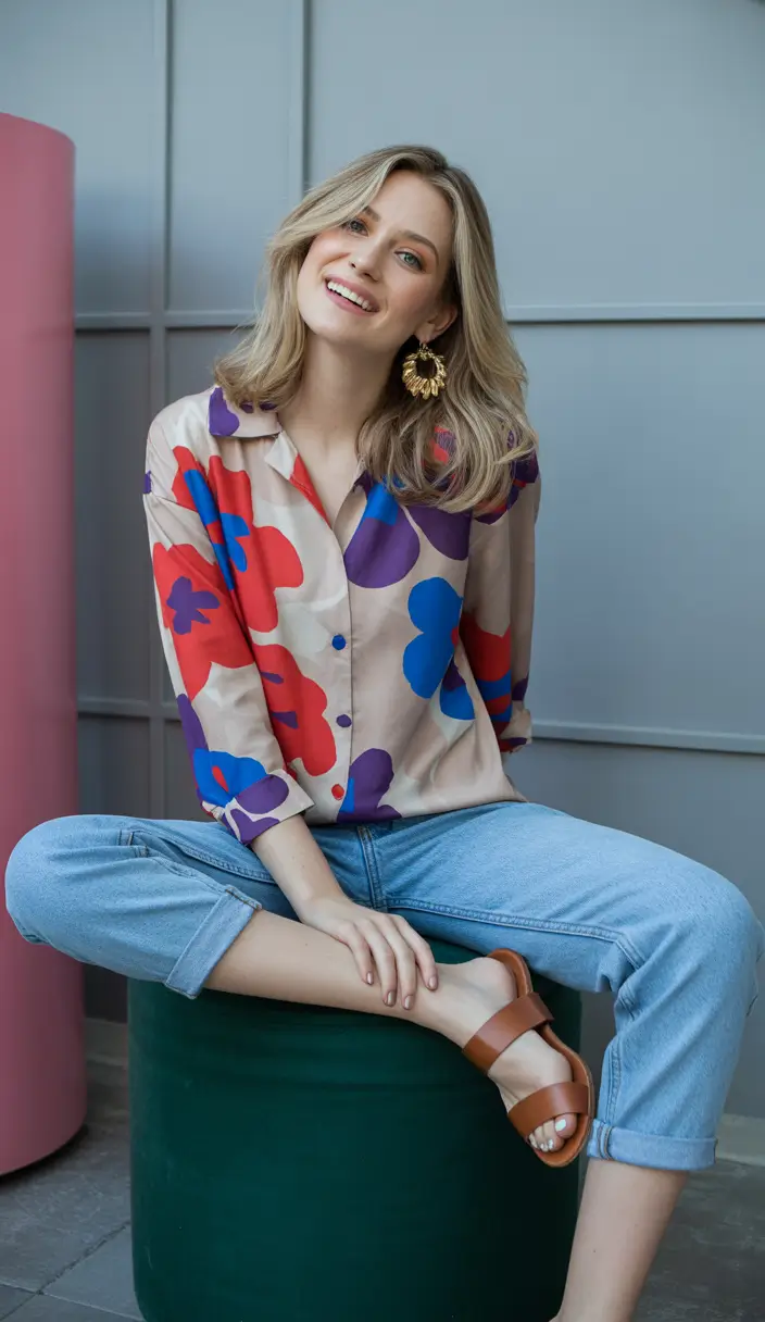 spring transition outfits Bold Florals in a Minimalist Silhouette