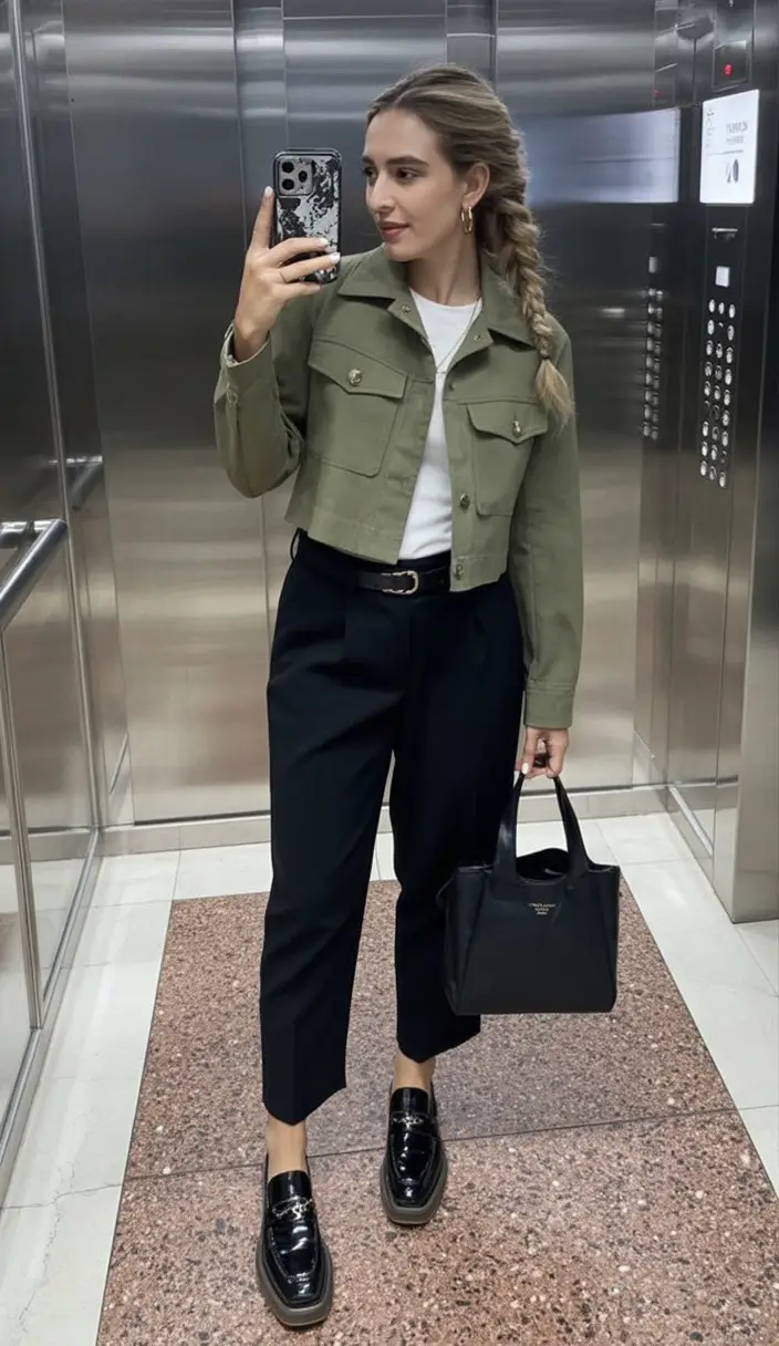 spring transition outfits Polished Utility With a Modern Twist