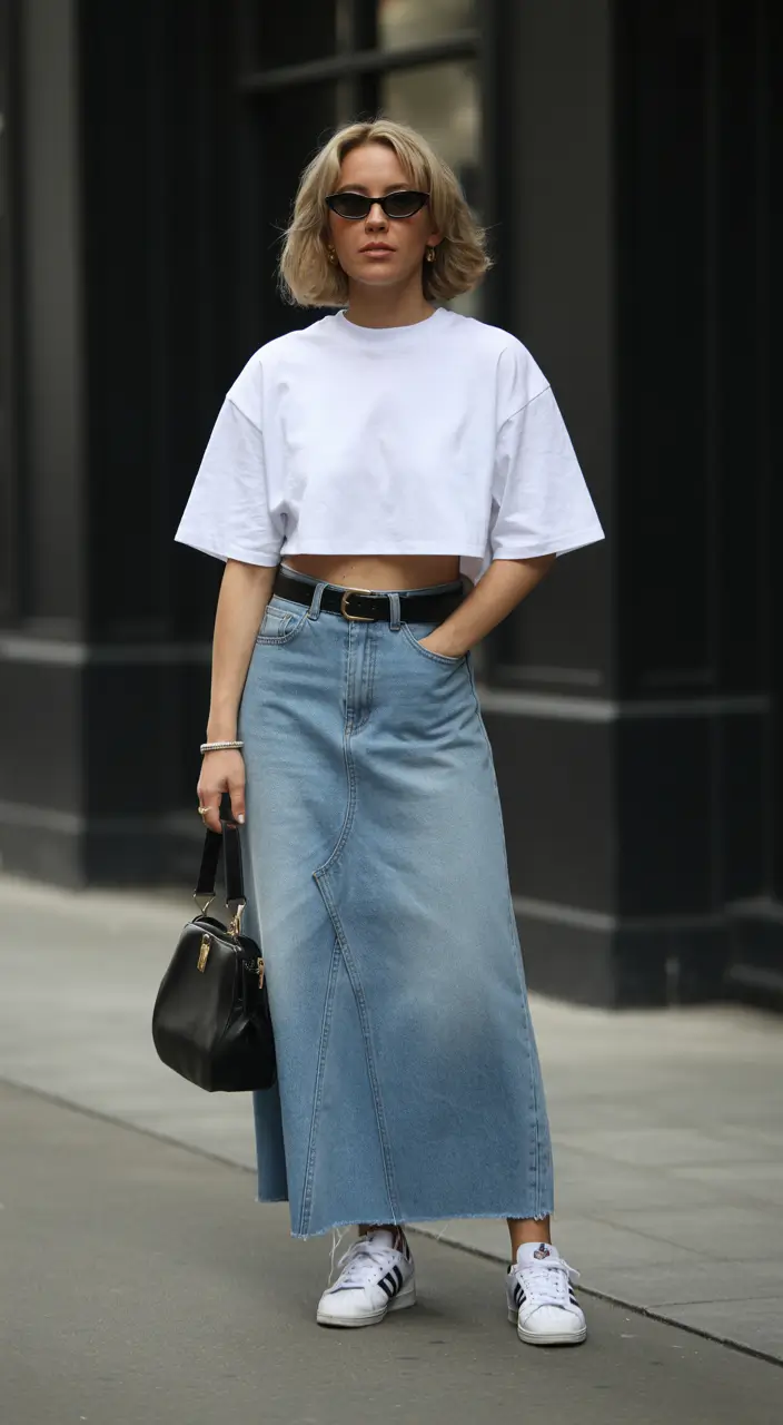 spring transition outfits Clean Lines and a Cropped White Statement
