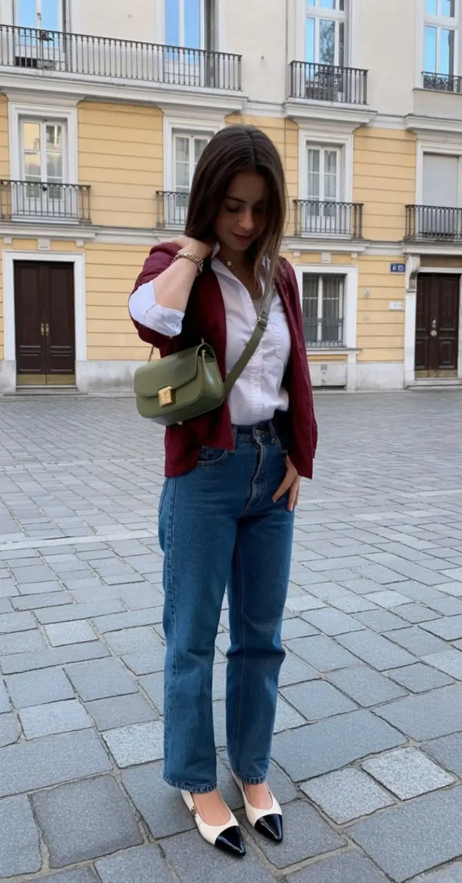 spring transition outfits Structured Layers With a Touch of Parisian Ease