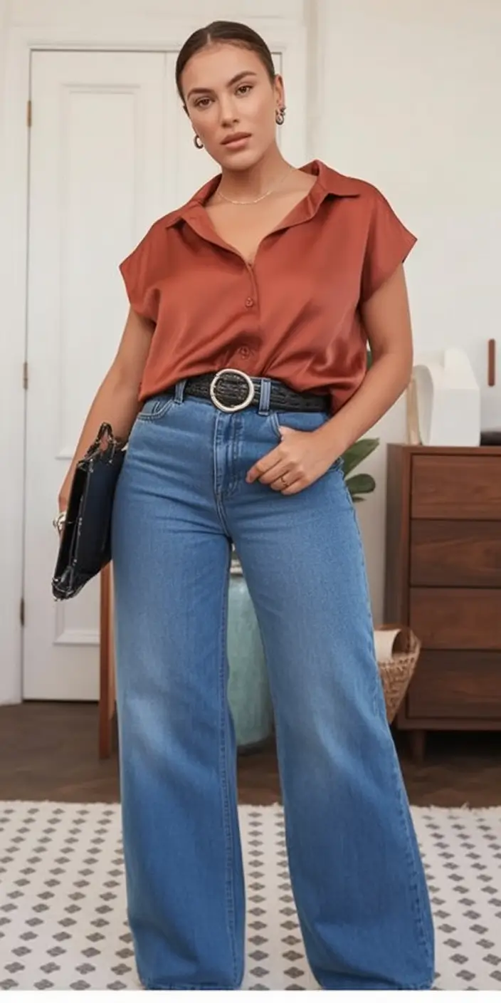 Ideas 2026 Satin Warmth Meets Weekend Denim