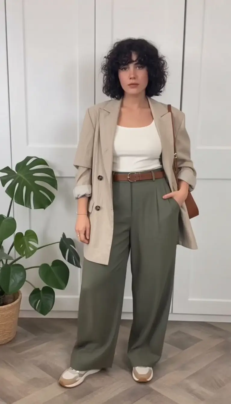Ideas 2026 Relaxed Blazer Energy With Olive Trousers
