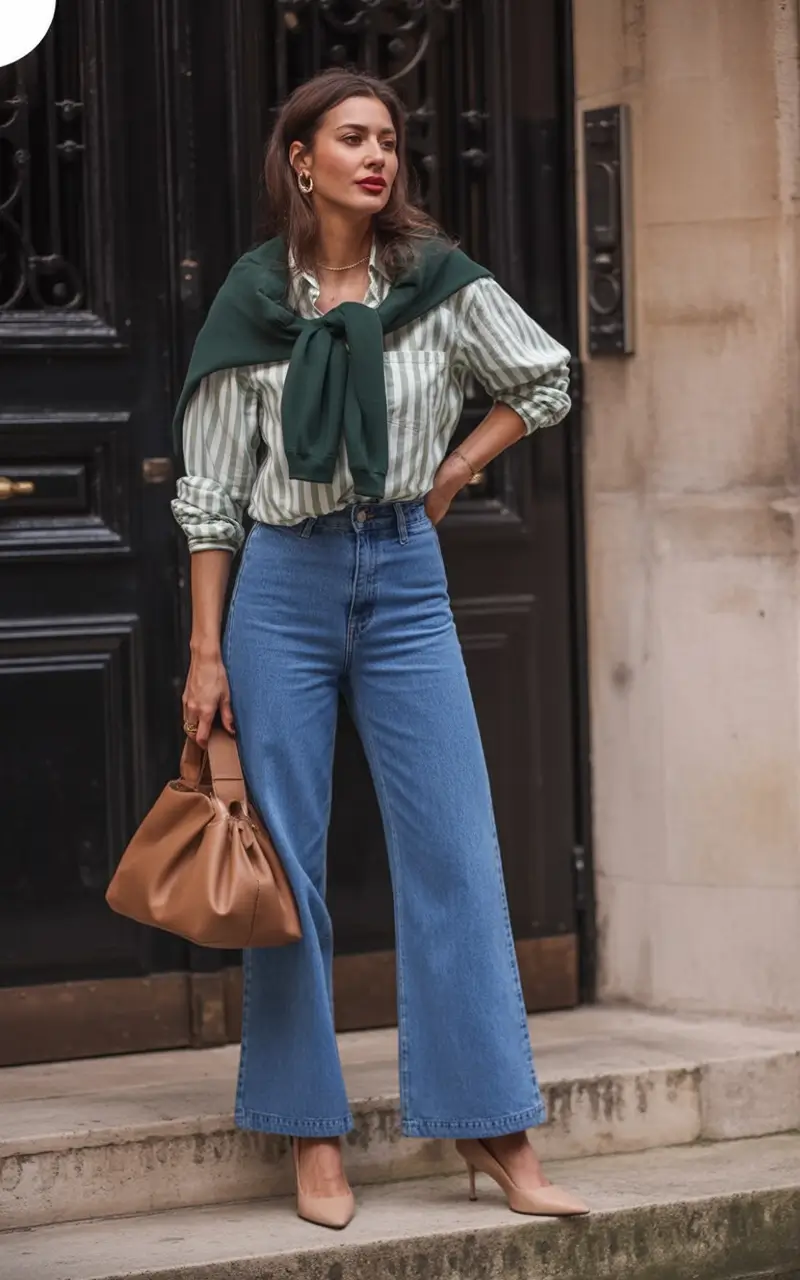 chicago-spring-outfits-2026-Striped-Spring-Layers-with-Classic-Green-Accents