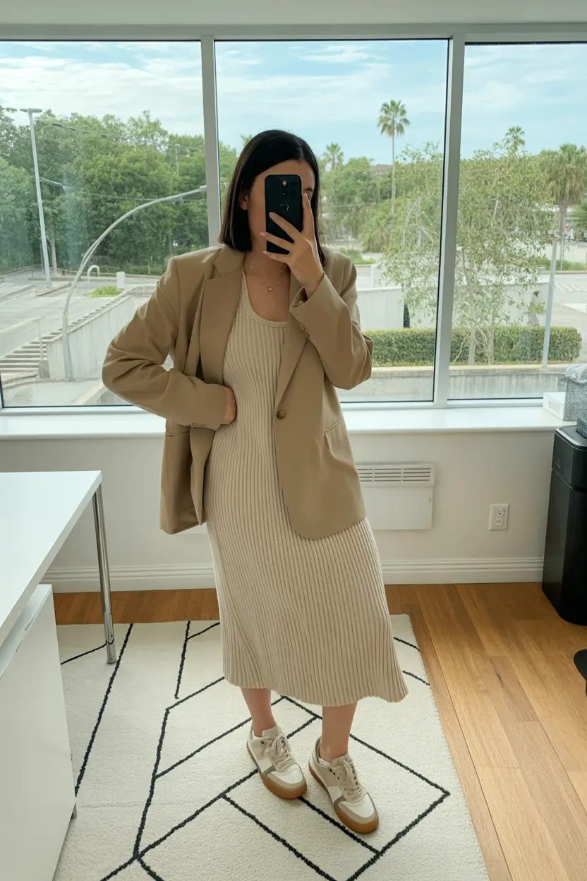 2026 Monochrome Neutrals with Tailored Blazer for Modern Office Ease