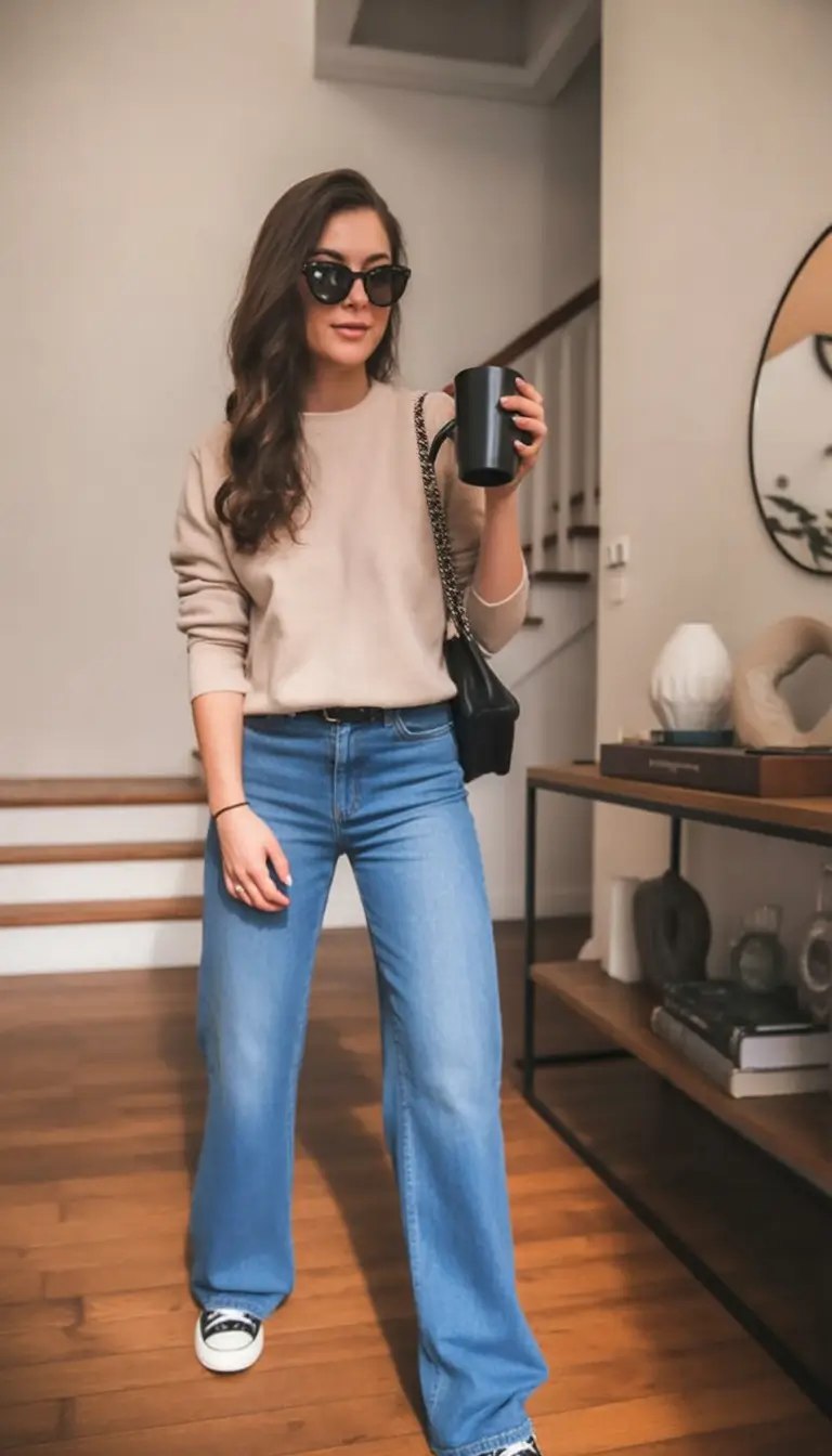 2026 Soft Neutrals with Wide-Leg Denim for Modern Casual Ease