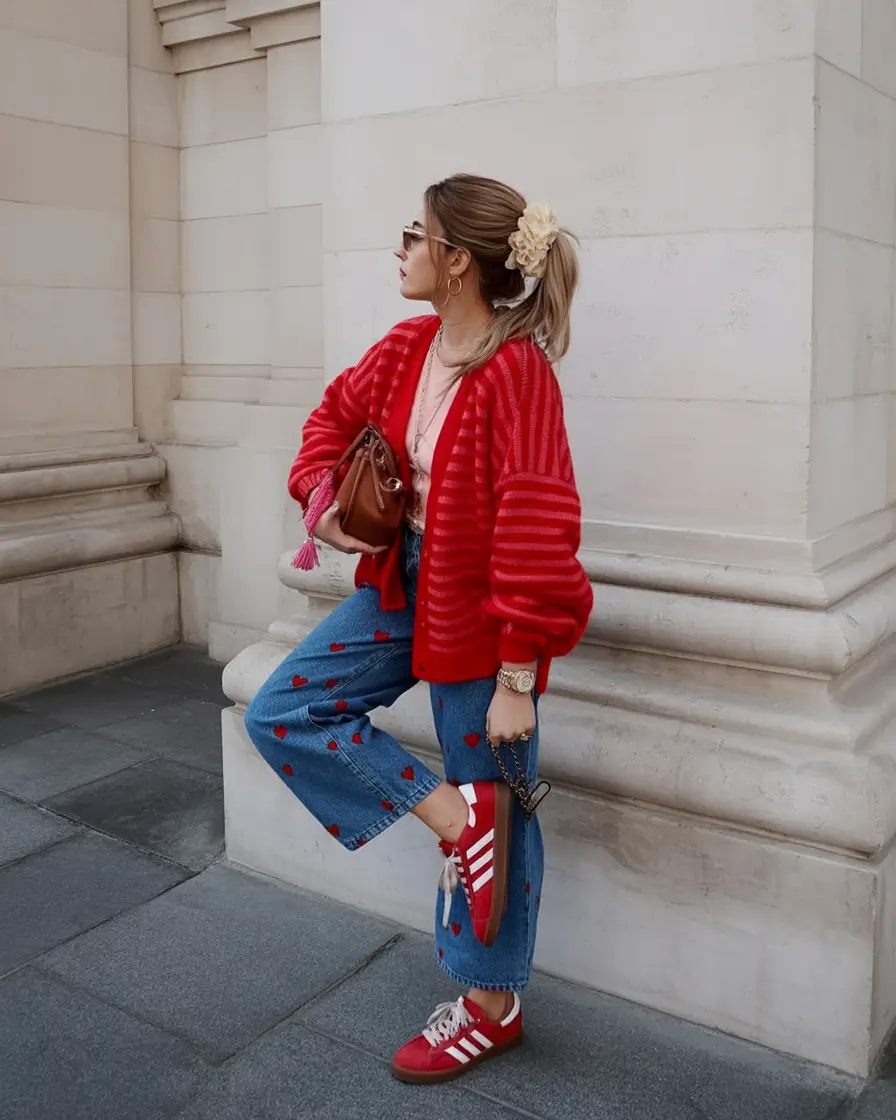 Pastels Playful Reds and Heart-Stitched Denim